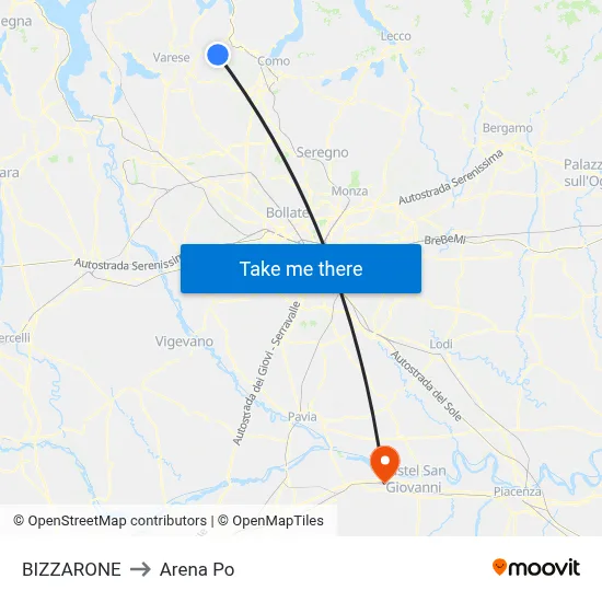 BIZZARONE to Arena Po map