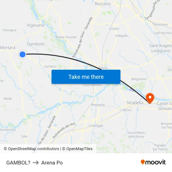 Gambol to Arena Po map