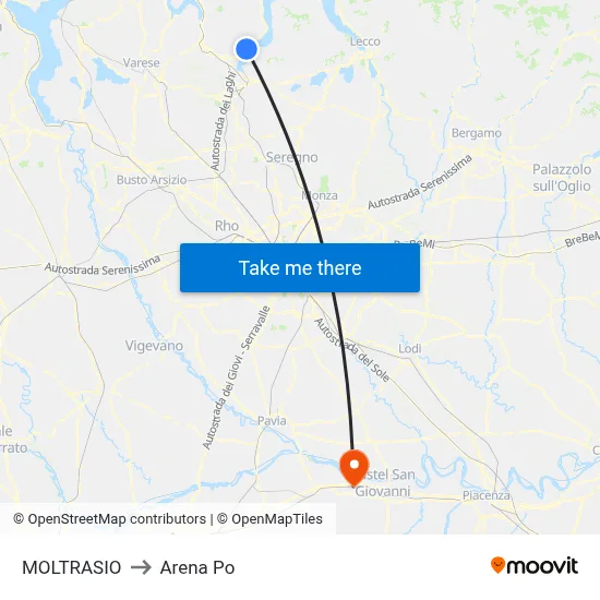 Moltrasio to Arena Po map