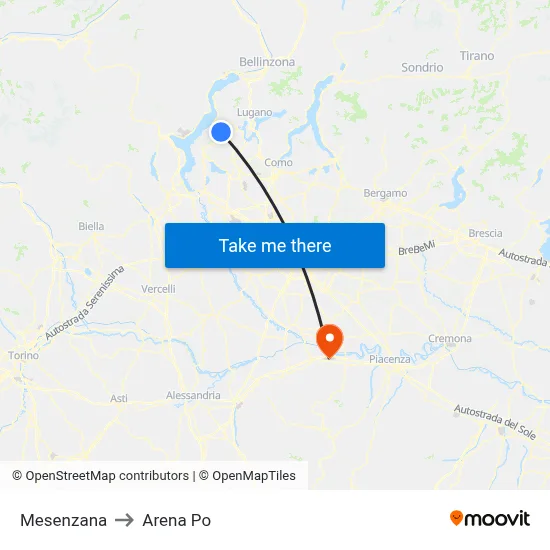 Mesenzana to Arena Po map