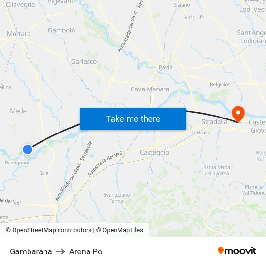 Gambarana to Arena Po map