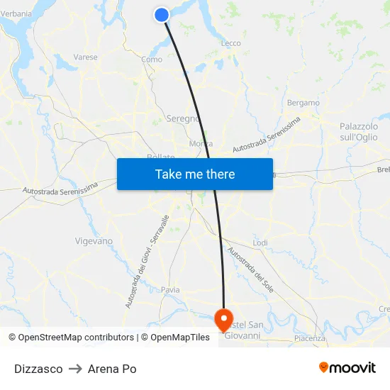 Dizzasco to Arena Po map