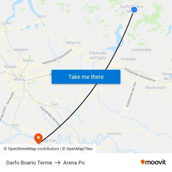 Darfo Boario Terme to Arena Po map