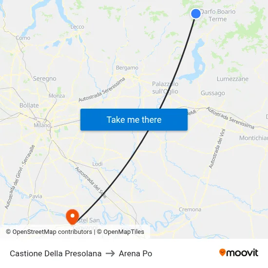 Castione Della Presolana to Arena Po map