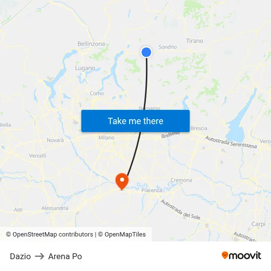 Customs to Arena Po map