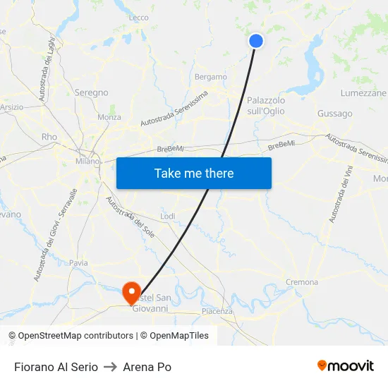 Fiorano al Serio to Arena Po map