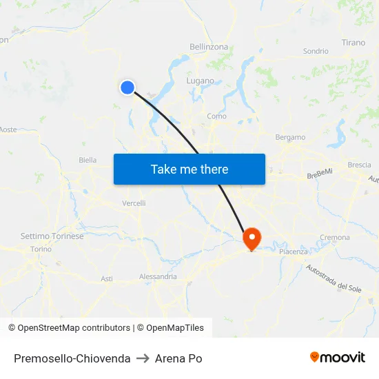 Premosello-Chiovenda to Arena Po map
