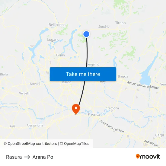Rasura to Arena Po map