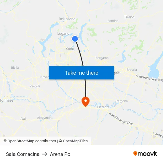Sala Comacina to Arena Po map