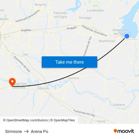 Sirmione to Arena Po map