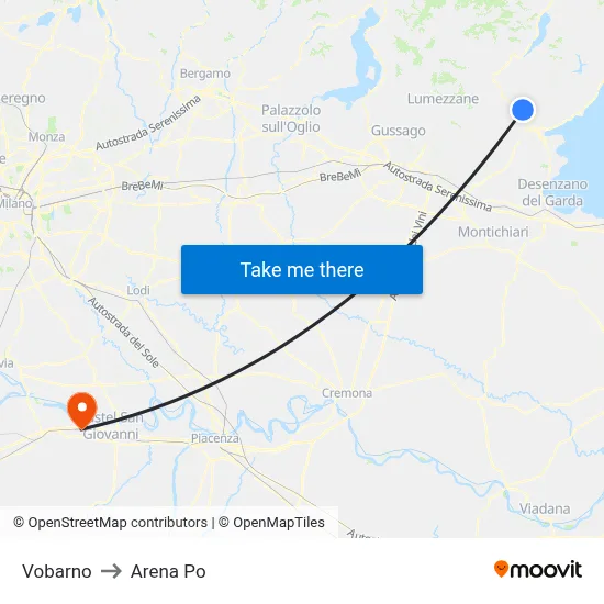 Vobarno to Arena Po map