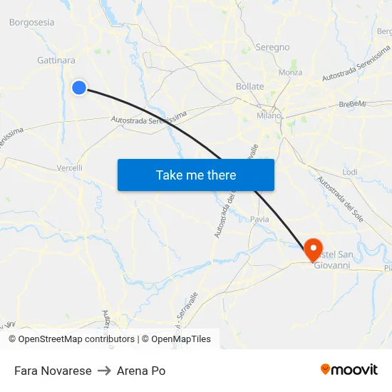 Fara Novarese to Arena Po map