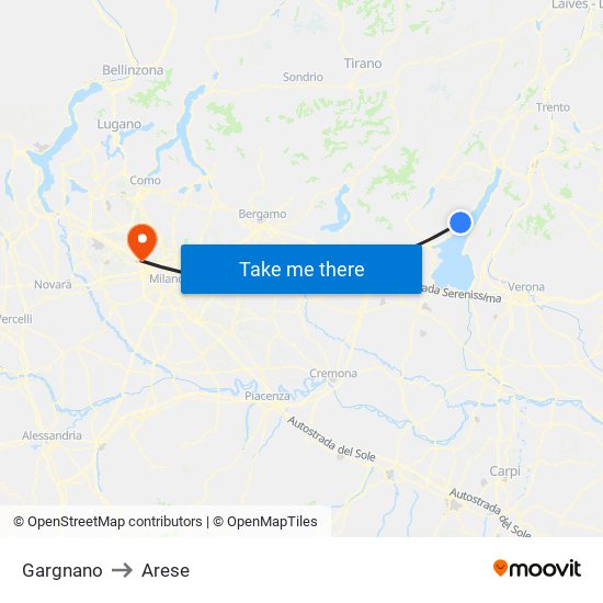 Gargnano to Arese map
