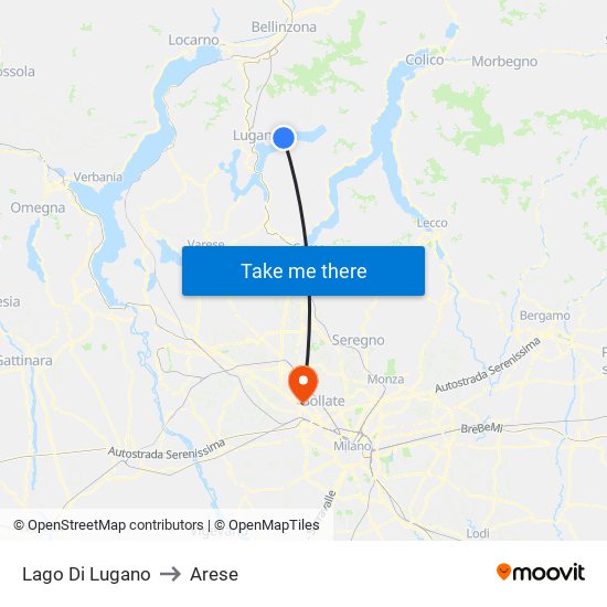 Lago Di Lugano to Arese map