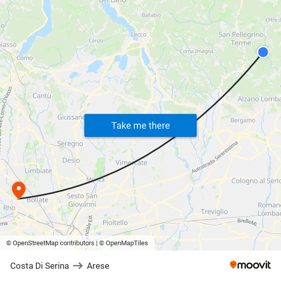 Costa Di Serina to Arese map