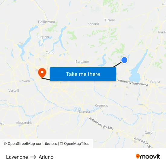 Lavenone to Arluno map