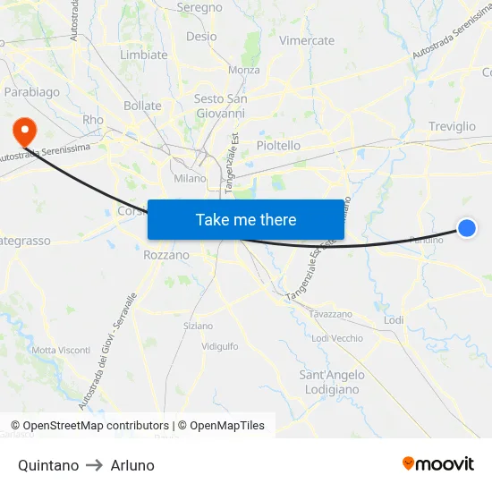 Quintano to Arluno map