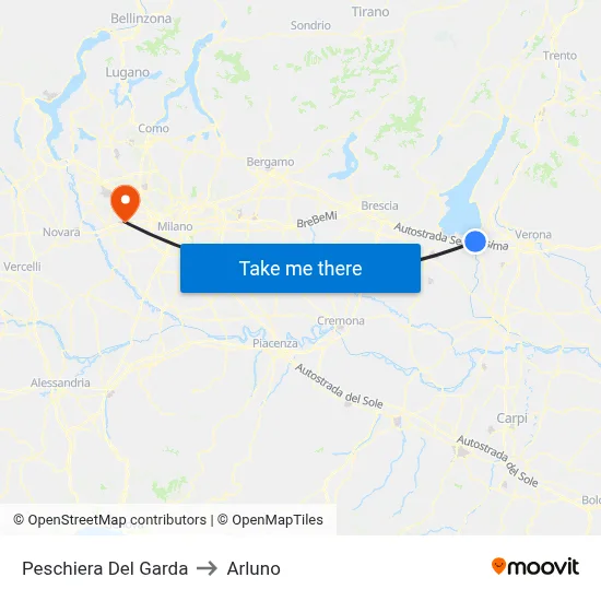 Peschiera Del Garda to Arluno map