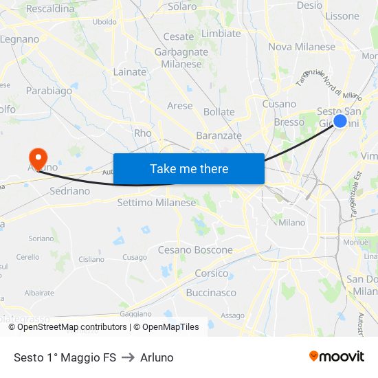 Sesto 1° Maggio FS to Arluno map