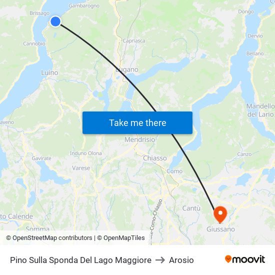 Pino Sulla Sponda Del Lago Maggiore to Arosio map