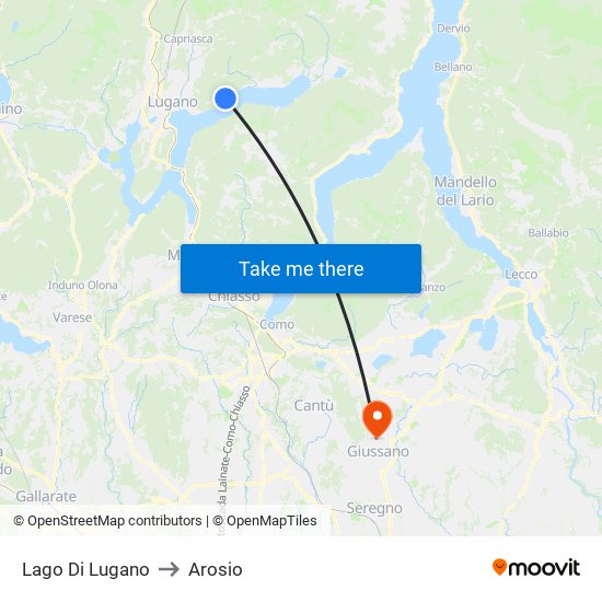 Lago Di Lugano to Arosio map