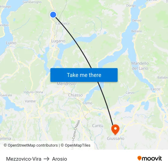 Mezzovico-Vira to Arosio map