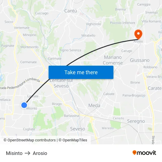 Misinto to Arosio map
