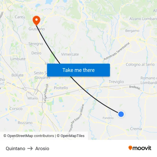 Quintano to Arosio map