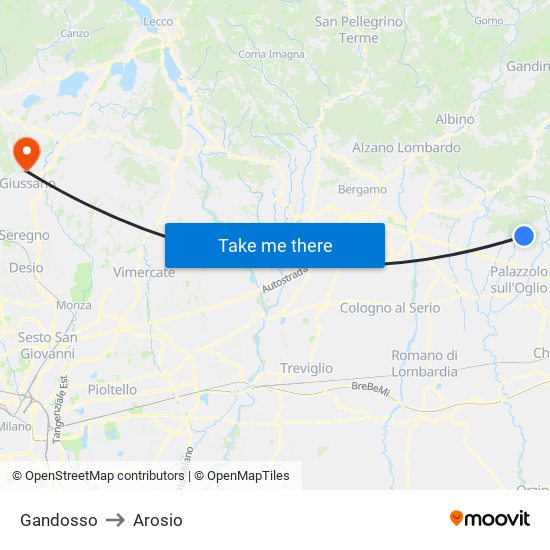 Gandosso to Arosio map