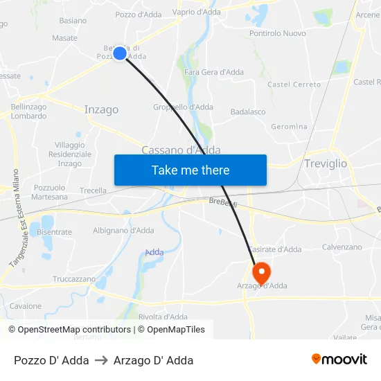 Pozzo D' Adda to Arzago D' Adda map