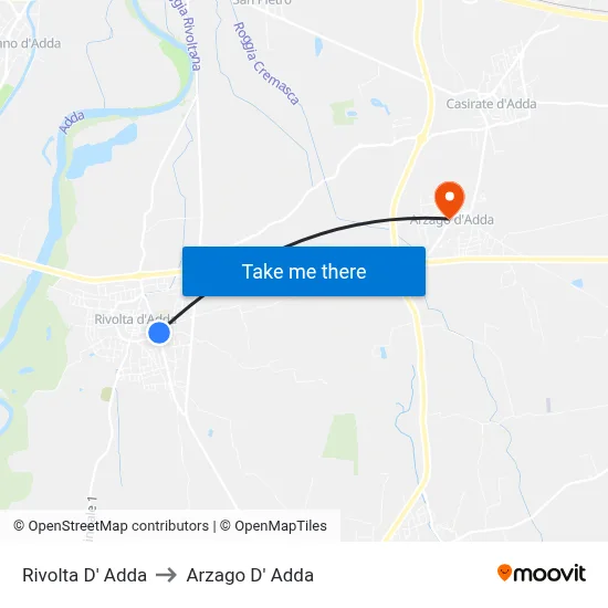 Rivolta D' Adda to Arzago D' Adda map