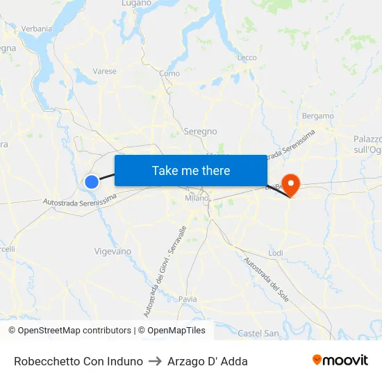 Robecchetto Con Induno to Arzago D' Adda map