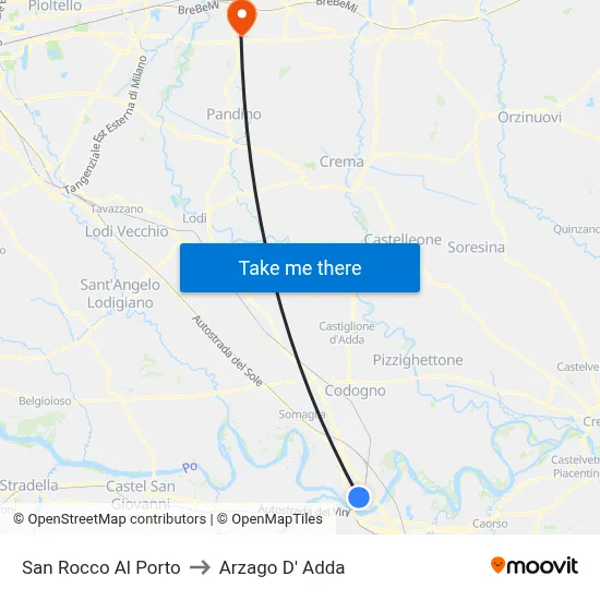 San Rocco Al Porto to Arzago d'Adda map