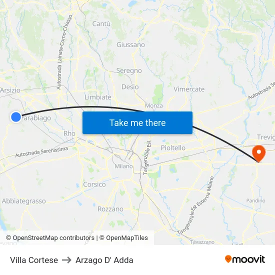 Villa Cortese to Arzago d'Adda map