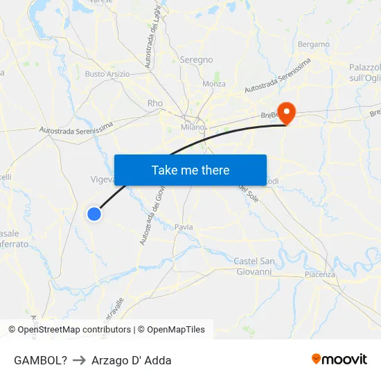 Gambol to Arzago d'Adda map