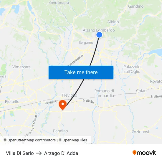 Villa di Serio to Arzago d'Adda map