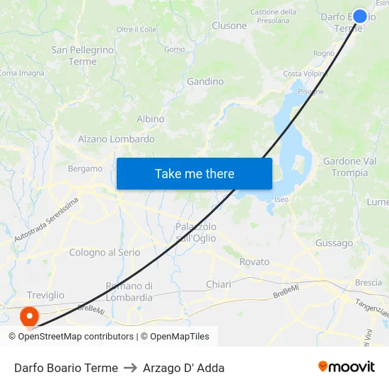 Darfo Boario Terme to Arzago d'Adda map