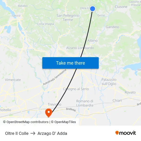 Oltre Il Colle to Arzago D' Adda map