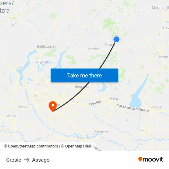 Grosio to Assago map