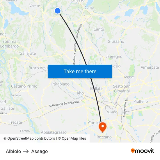 Albiolo to Assago map