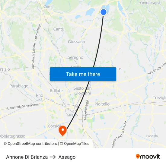 Annone di Brianza to Assago map
