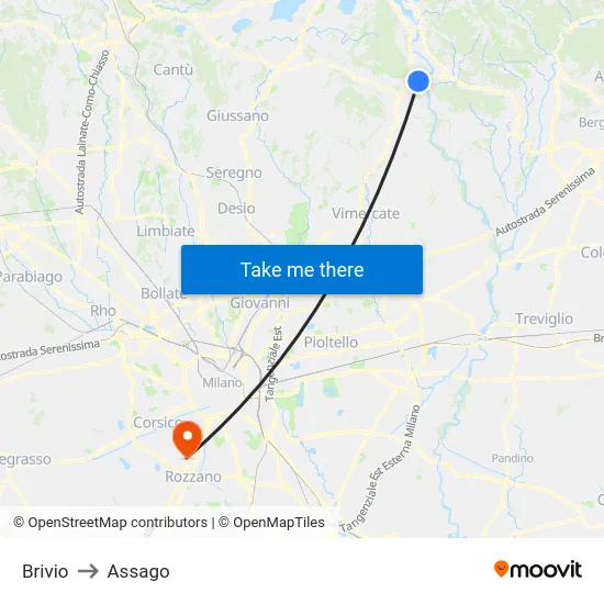Brivio to Assago map