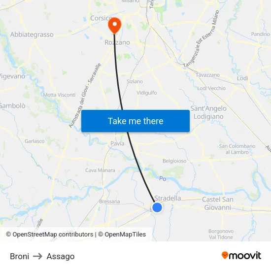 Broni to Assago map