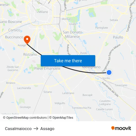 Casalmaiocco to Assago map