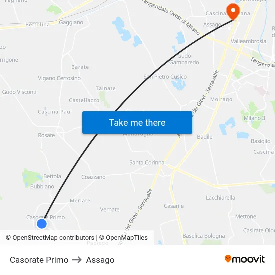 Casorate Primo to Assago map