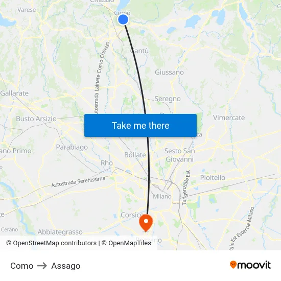 Como to Assago map