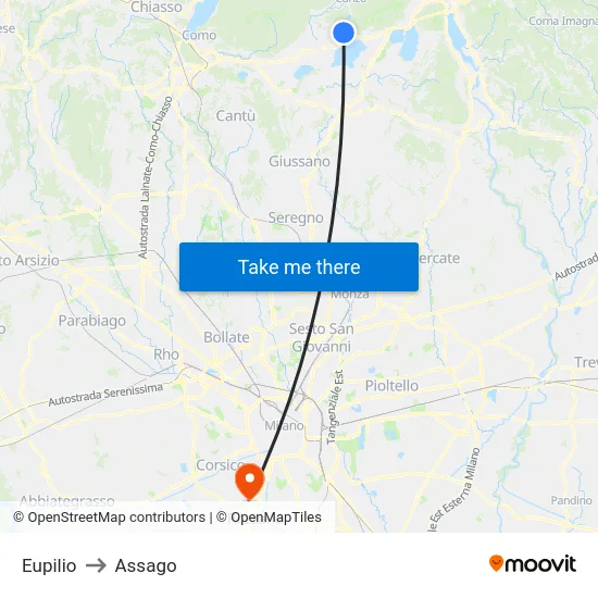 Eupilio to Assago map