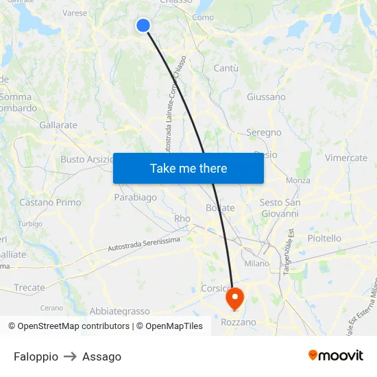 Faloppio to Assago map