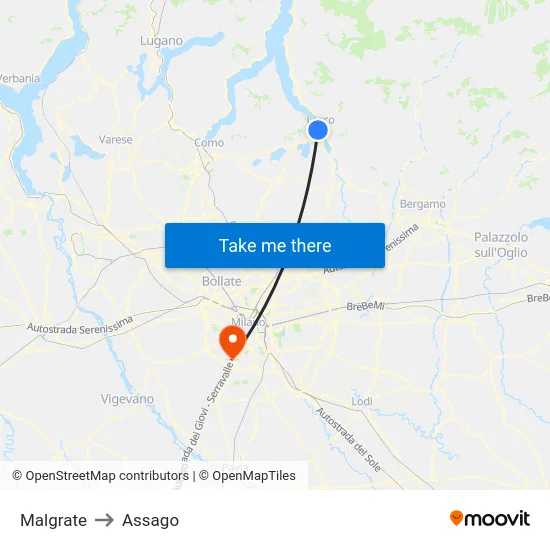 Malgrate to Assago map