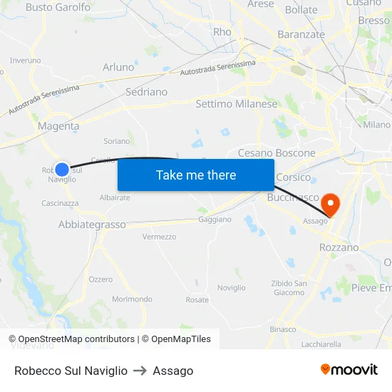 Robecco Sul Naviglio to Assago map